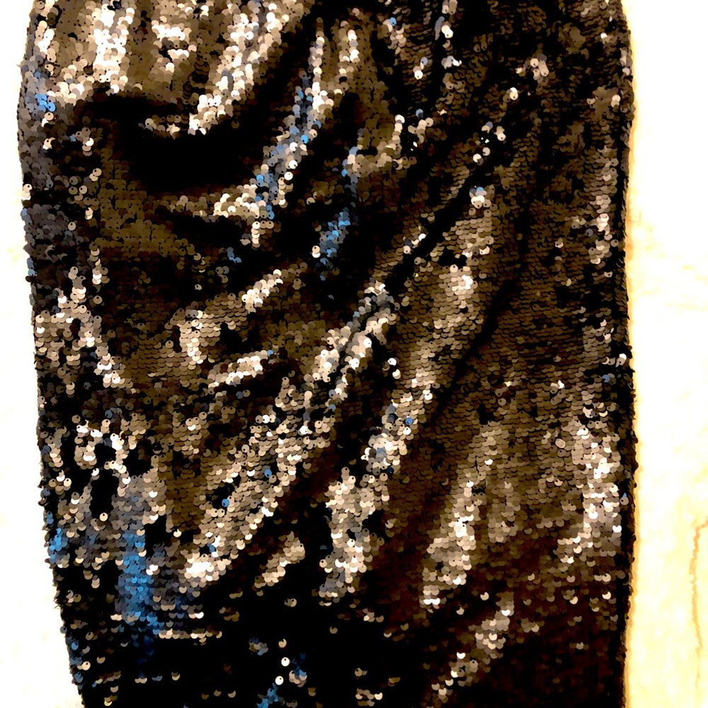 SOLD Black Sequin Pencil Skirt